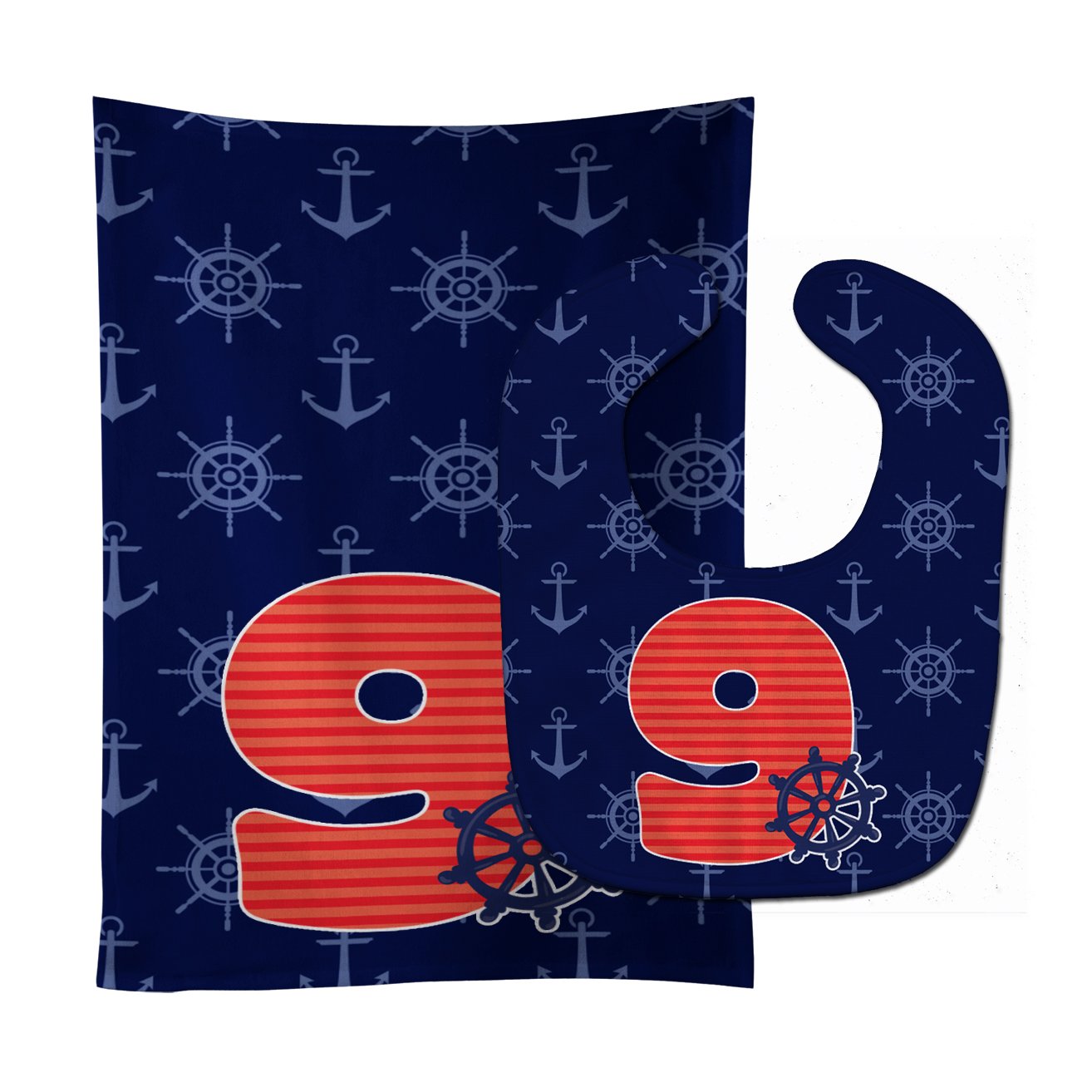 Nautical Month 9 Baby Bib & Burp Cloth Easy-Clean Baby Bib Baby Feeding Accessory Baby Mealtime Essential