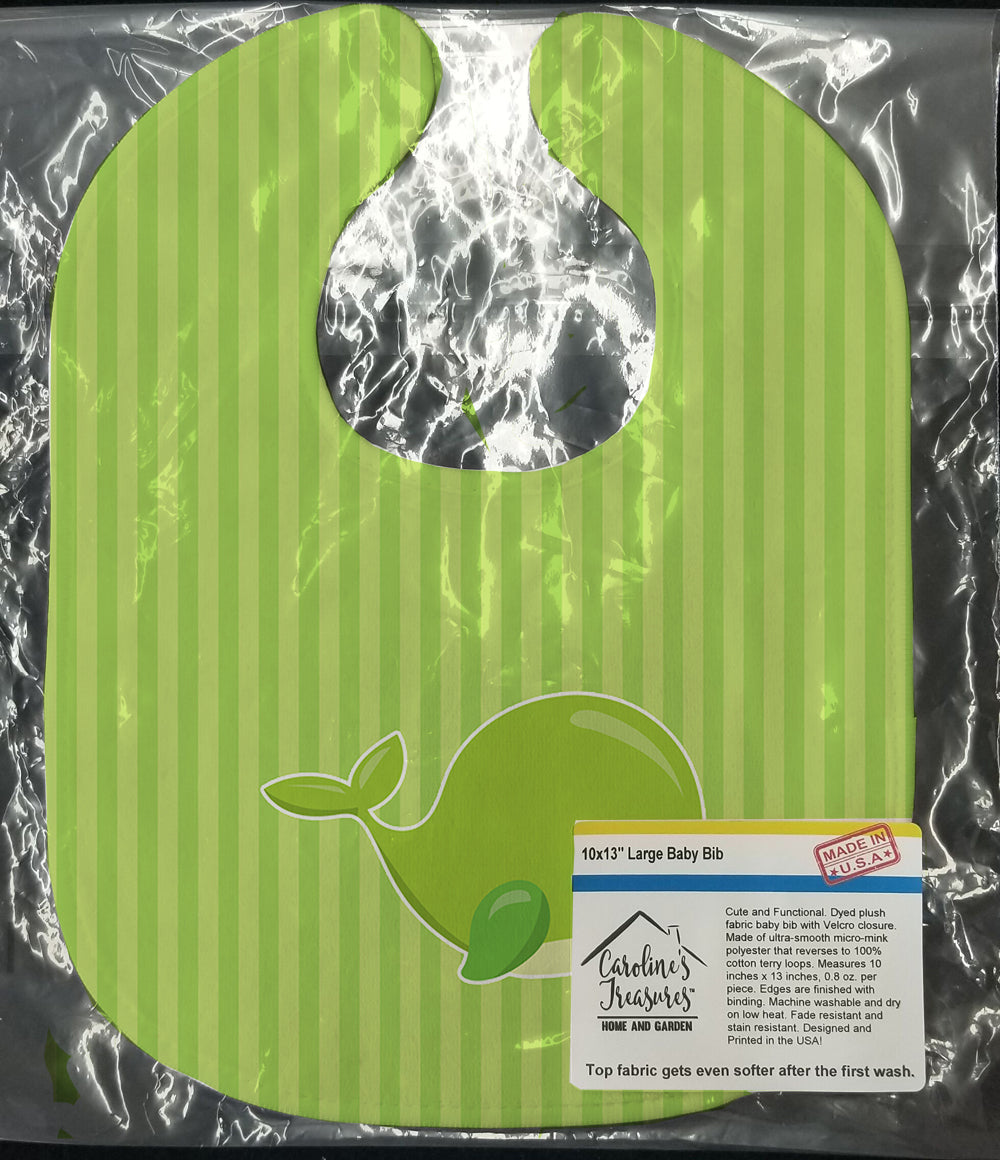 Nautical Whale Green Charlie Baby Bib Easy-Clean Baby Bib Baby Feeding Accessory Baby Mealtime Essential, 10 x 13, Multicolor