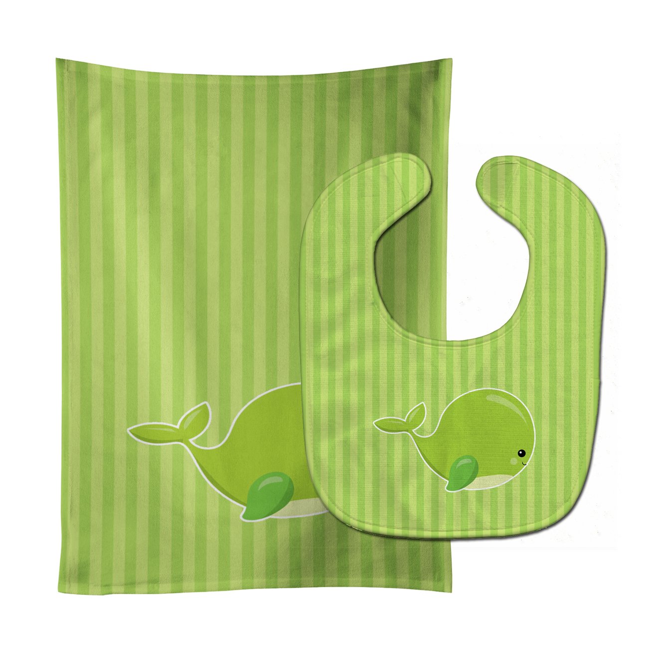 Nautical Whale Green Charlie Baby Bib & Burp Cloth Easy-Clean Baby Bib Baby Feeding Accessory Baby Mealtime Essential