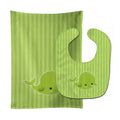 Nautical Whale Green Baby Bib & Burp Cloth Easy-Clean Baby Bib Baby Feeding Accessory Baby Mealtime Essential