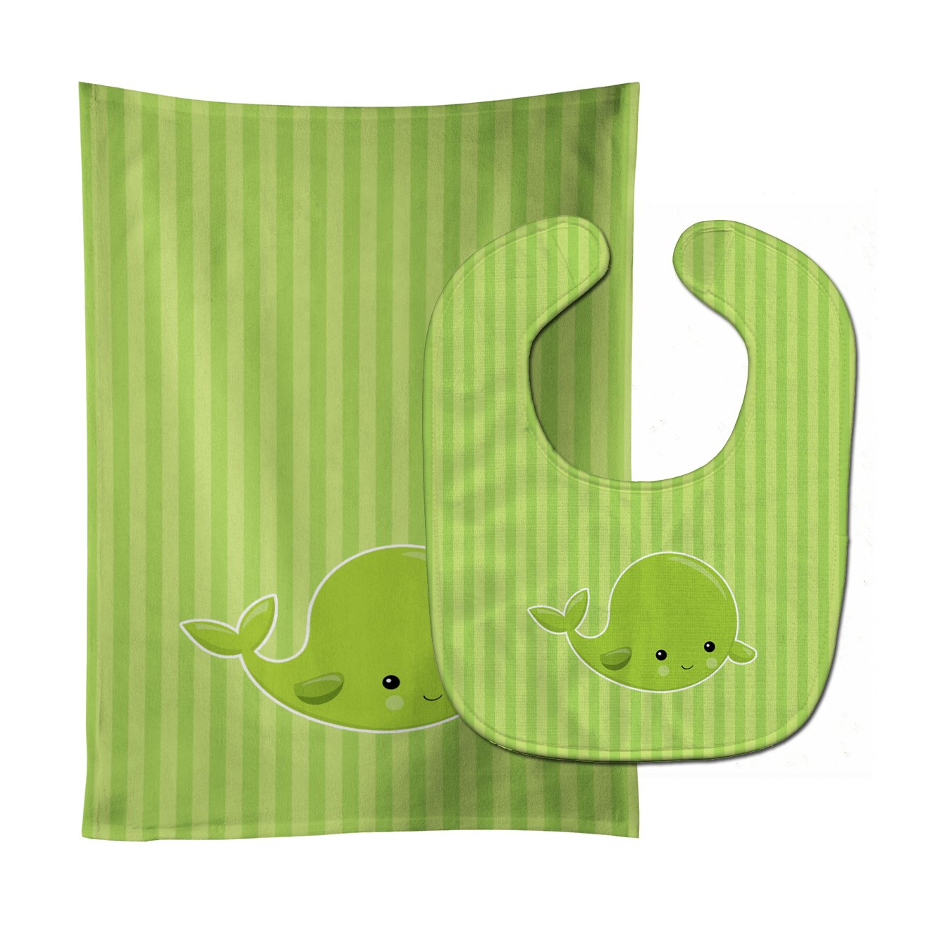 Nautical Whale Green Baby Bib & Burp Cloth Easy-Clean Baby Bib Baby Feeding Accessory Baby Mealtime Essential