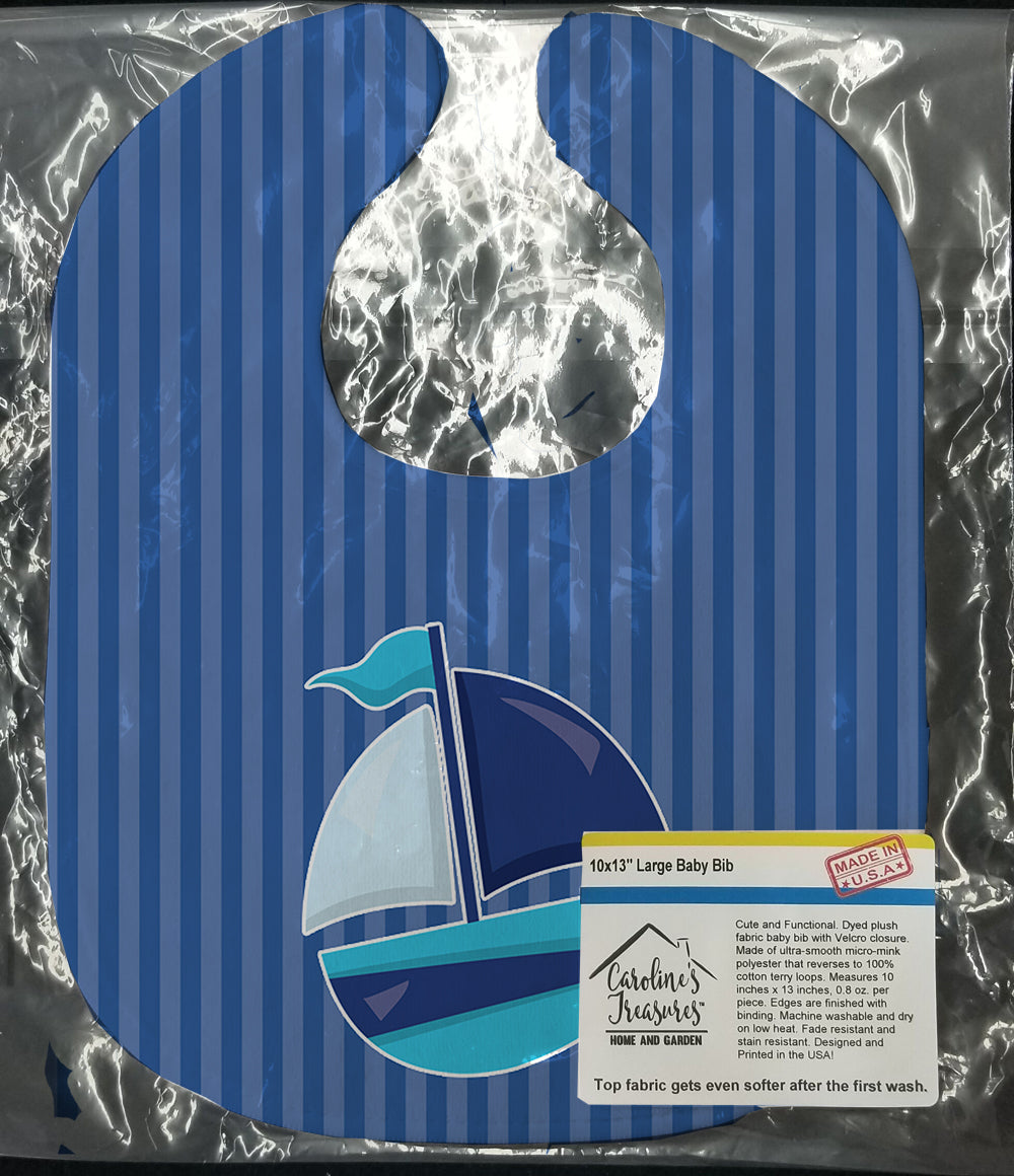 Nautical Sailboat #2 Baby Bib Easy-Clean Baby Bib Baby Feeding Accessory Baby Mealtime Essential, 10 x 13, Multicolor