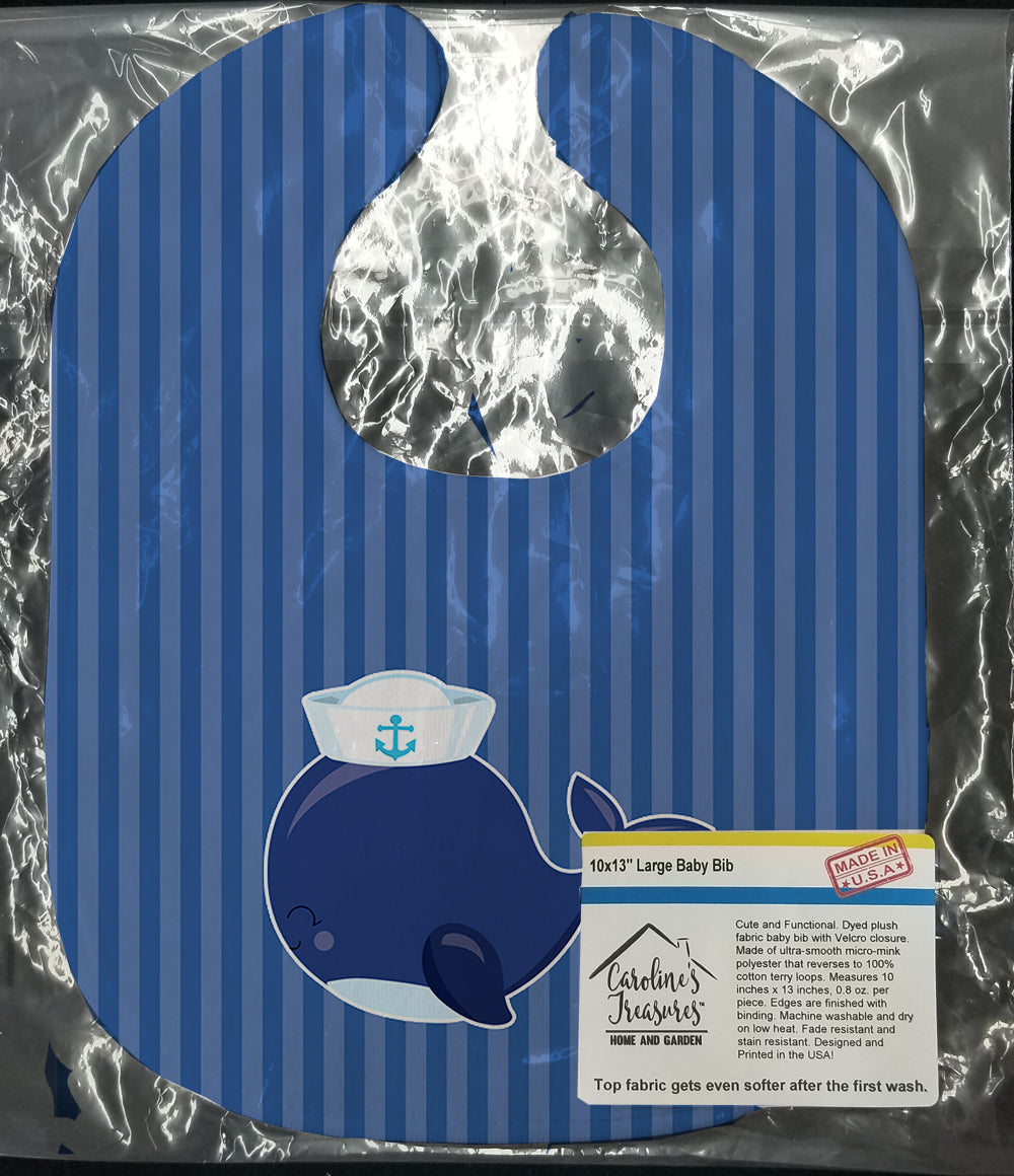 Nautical Whale Blue Baby Bib Easy-Clean Baby Bib Baby Feeding Accessory Baby Mealtime Essential, 10 x 13, Multicolor
