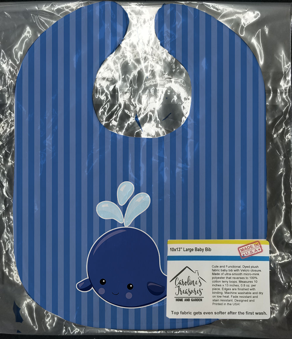 Nautical Whale Blue #2 Baby Bib Easy-Clean Baby Bib Baby Feeding Accessory Baby Mealtime Essential, 10 x 13, Multicolor