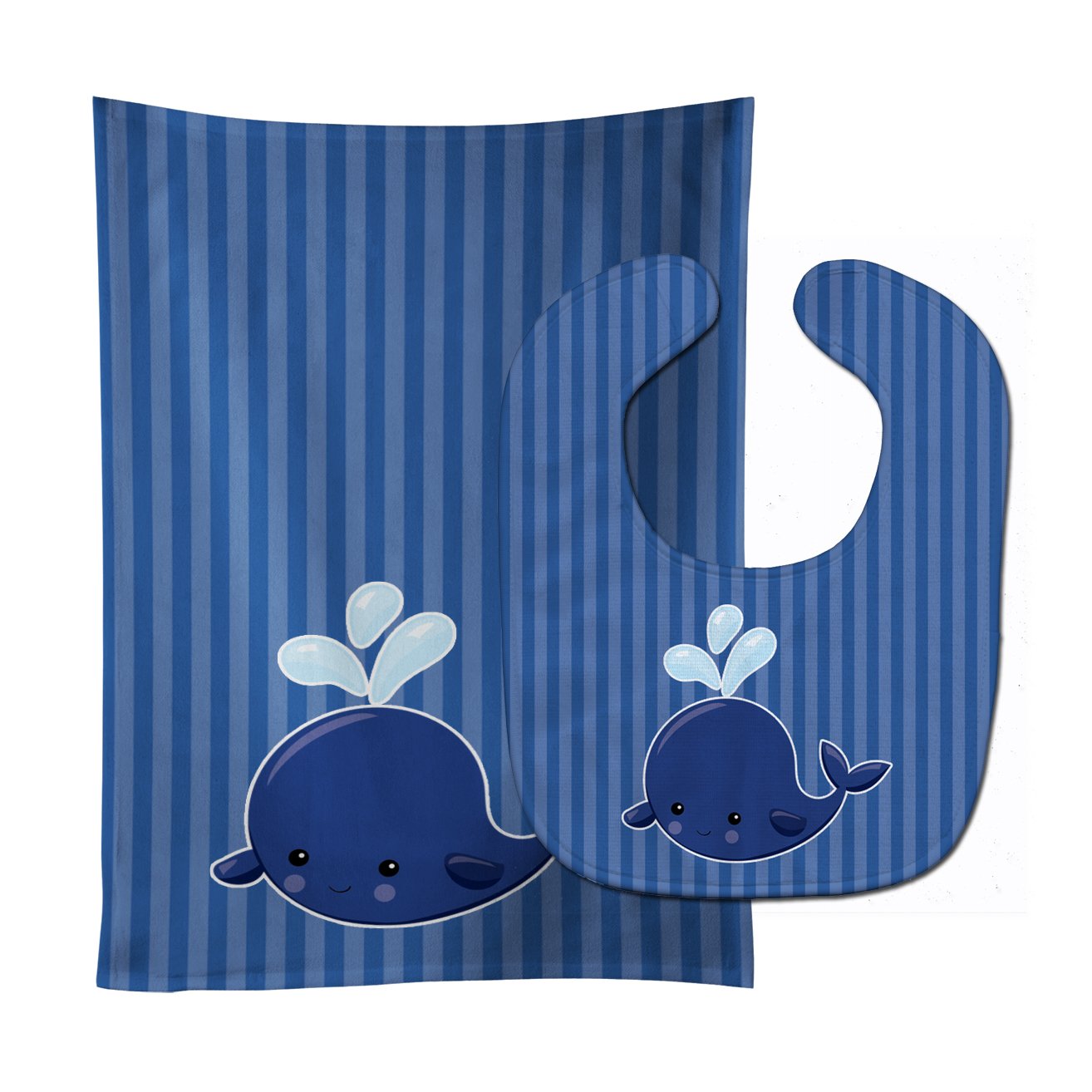 Nautical Whale Blue #2 Baby Bib & Burp Cloth Easy-Clean Baby Bib Baby Feeding Accessory Baby Mealtime Essential