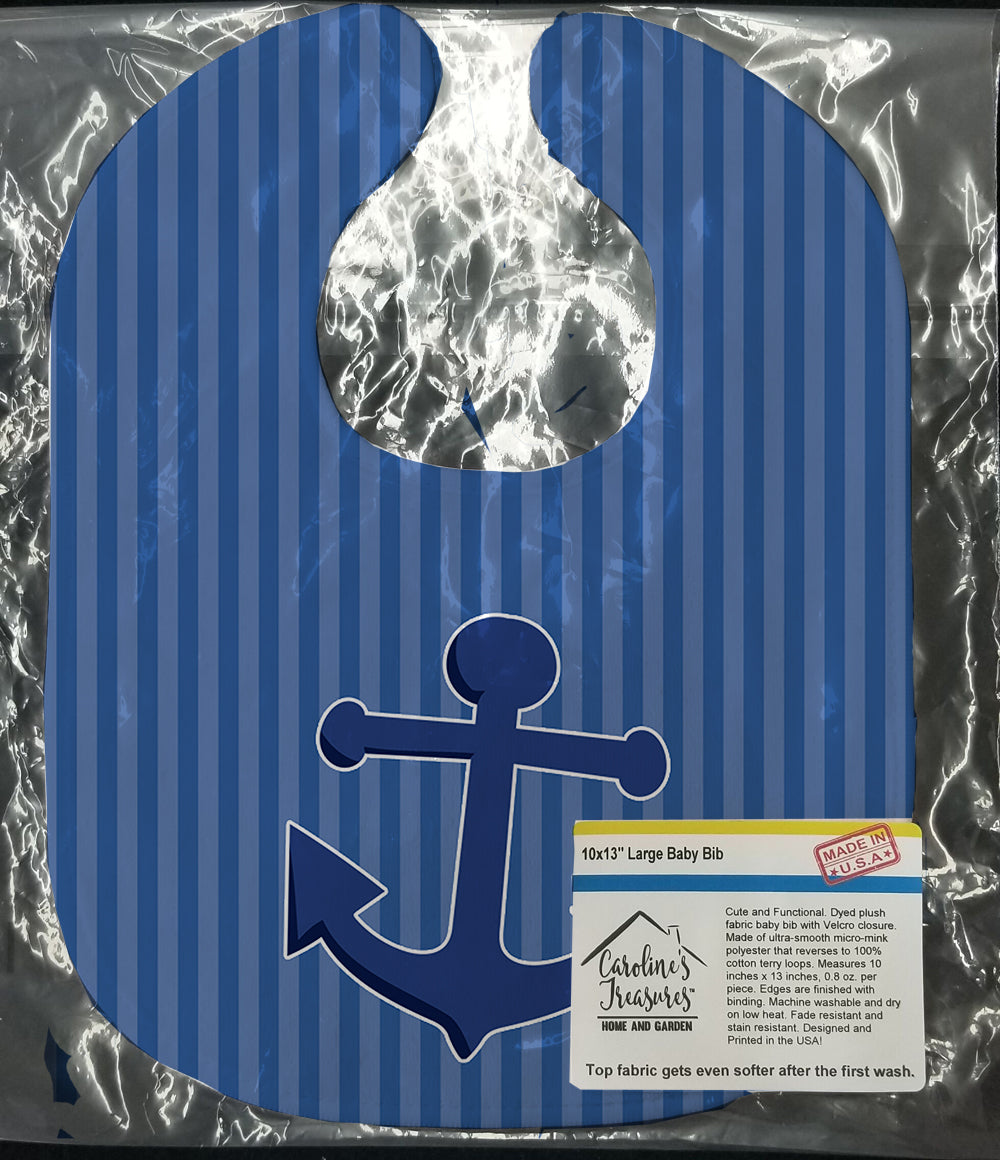 Nautical Anchor Baby Bib Easy-Clean Baby Bib Baby Feeding Accessory Baby Mealtime Essential, 10 x 13, Multicolor