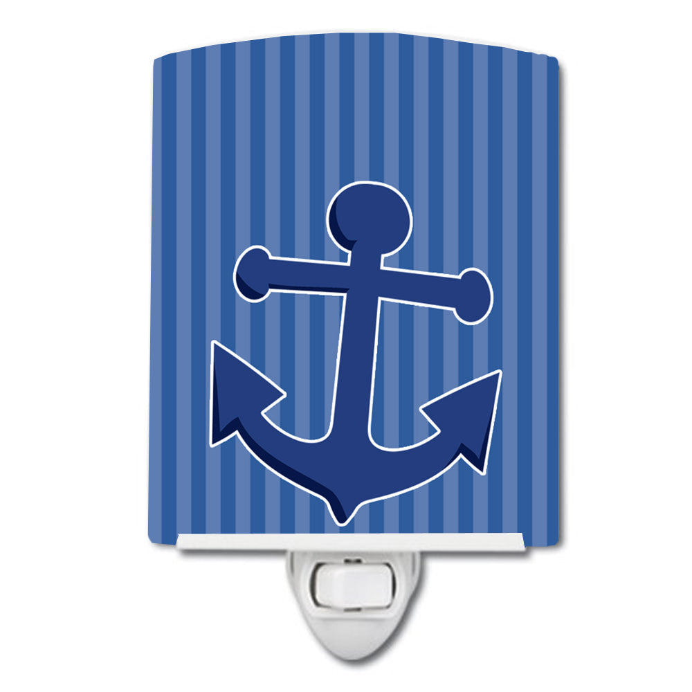 Nautical Anchor Ceramic Night Light Compact, UL-Certified, Ideal for Bedroom, Bathroom, Nursery, Hallway, Kitchen, 6x4x3, Multicolor