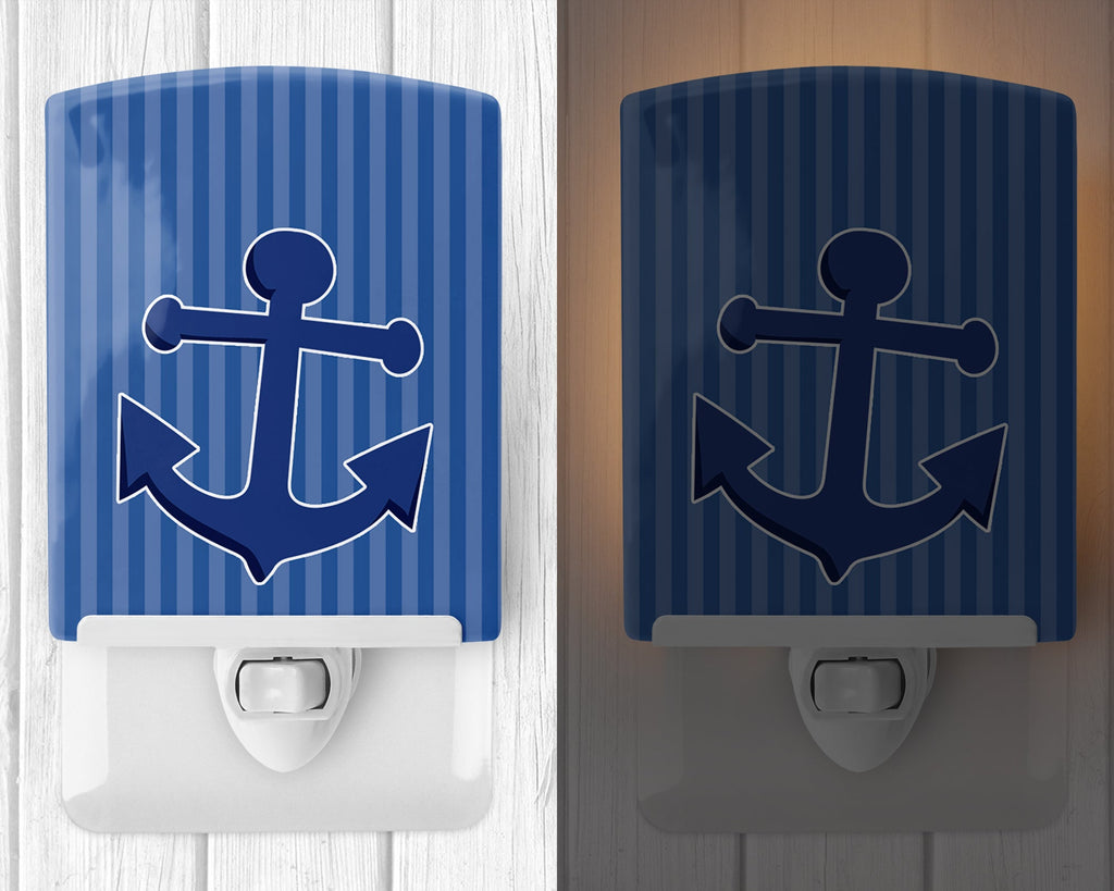Nautical Anchor Ceramic Night Light Compact, UL-Certified, Ideal for Bedroom, Bathroom, Nursery, Hallway, Kitchen, 6x4x3, Multicolor