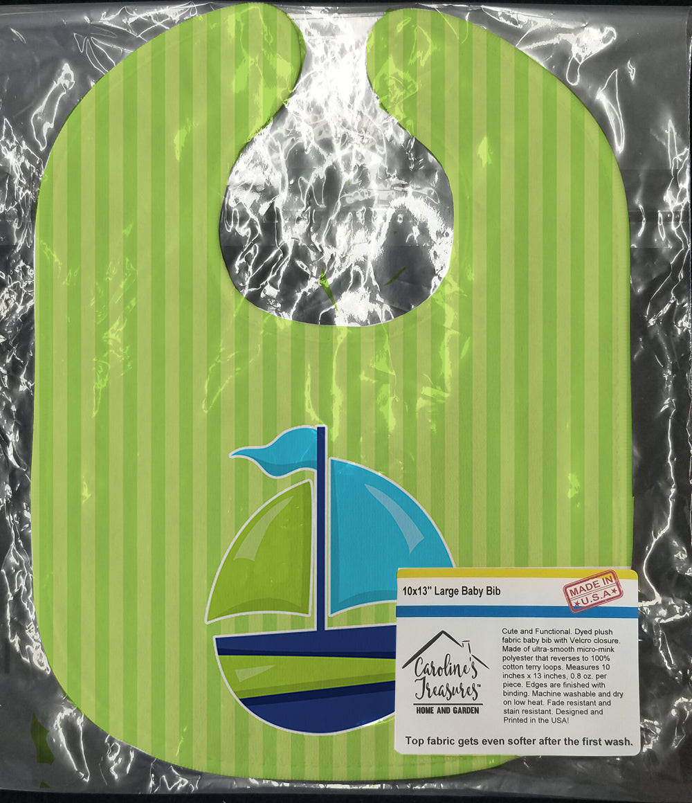 Nautical Sailboat #3 Baby Bib Easy-Clean Baby Bib Baby Feeding Accessory Baby Mealtime Essential, 10 x 13, Multicolor