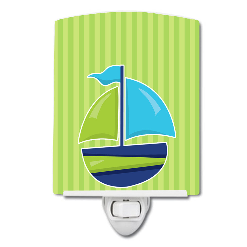 Nautical Sailboat #3 Ceramic Night Light Compact, UL-Certified, Ideal for Bedroom, Bathroom, Nursery, Hallway, Kitchen, 6x4x3, Multicolor