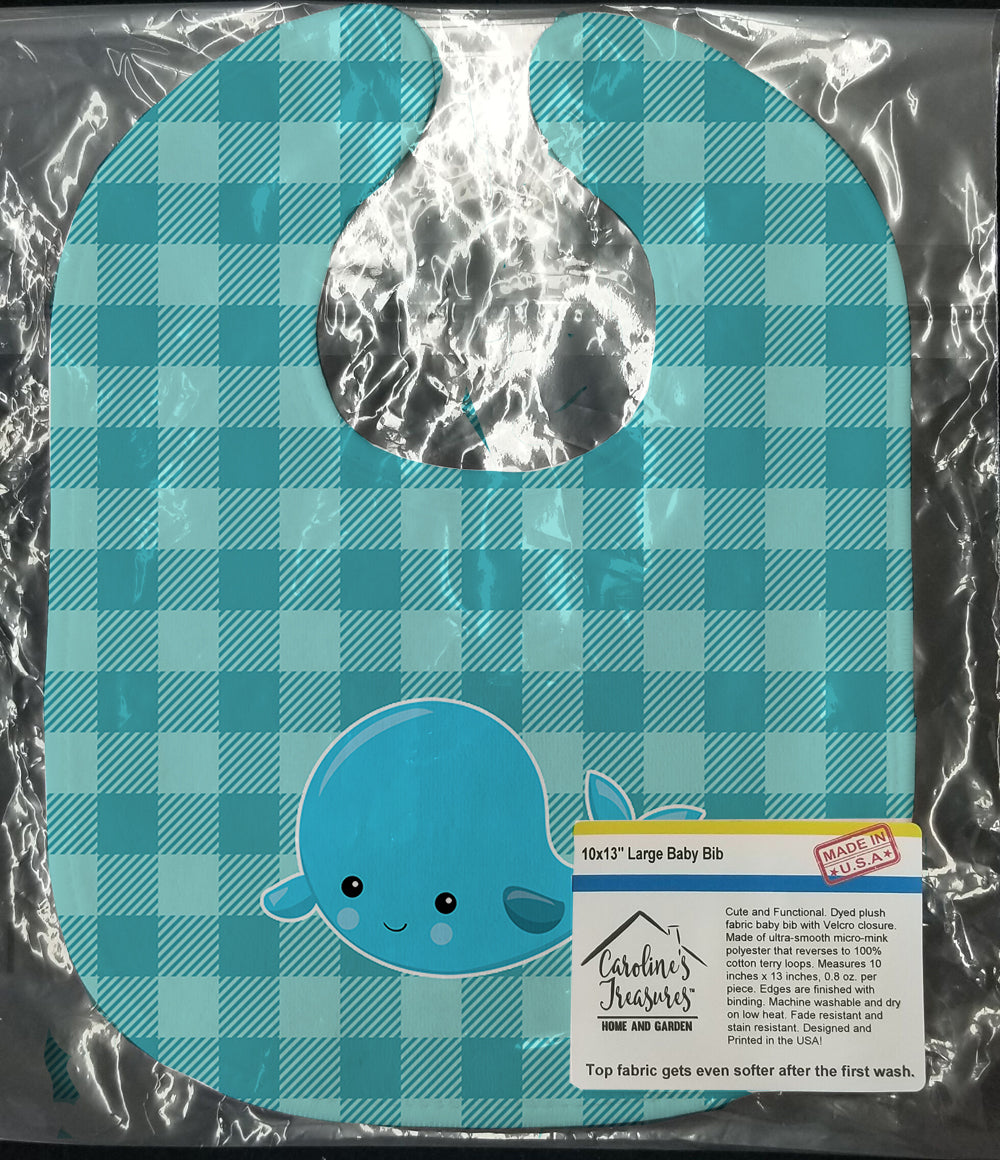 Nautical Whale #2 Baby Bib Easy-Clean Baby Bib Baby Feeding Accessory Baby Mealtime Essential, 10 x 13, Multicolor