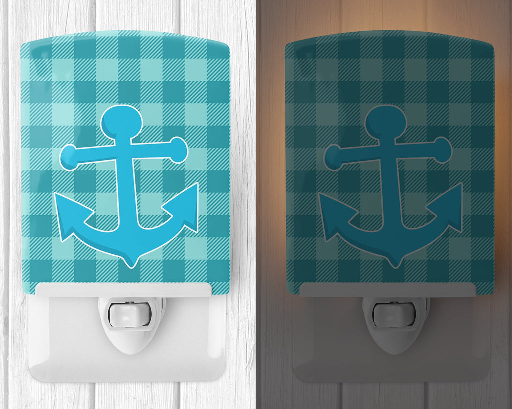 Nautical Anchor #3 Ceramic Night Light Compact, UL-Certified, Ideal for Bedroom, Bathroom, Nursery, Hallway, Kitchen, 6x4x3, Multicolor