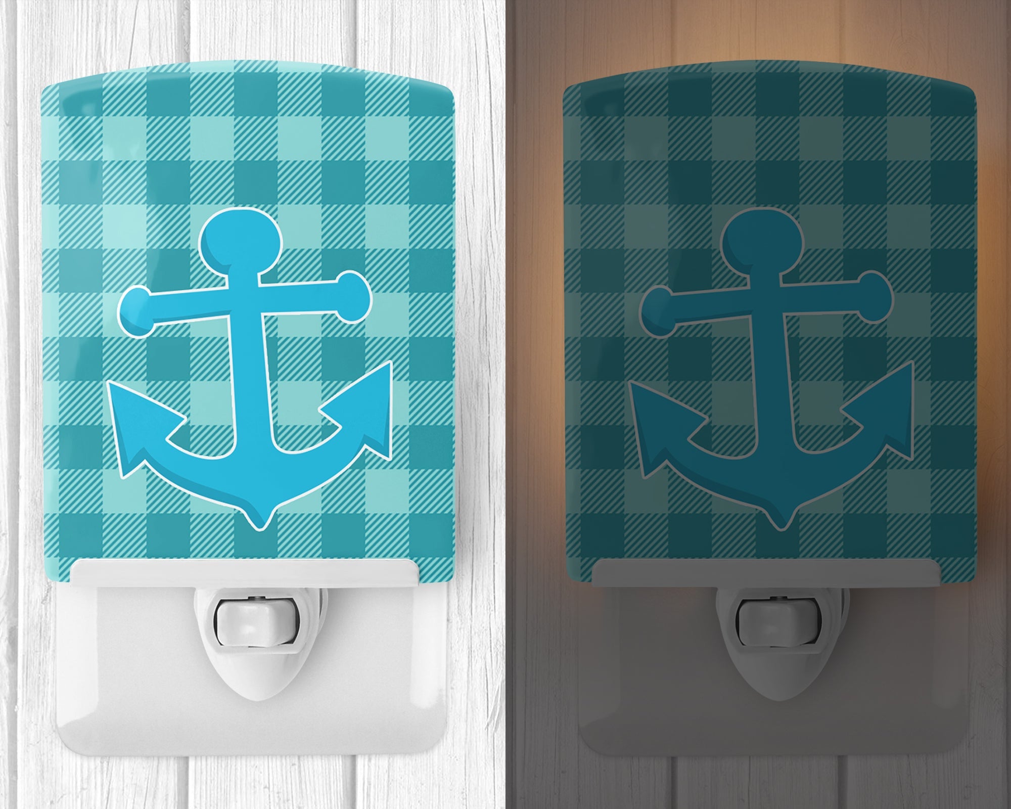Nautical Anchor #3 Ceramic Night Light Compact, UL-Certified, Ideal for Bedroom, Bathroom, Nursery, Hallway, Kitchen, 6x4x3, Multicolor