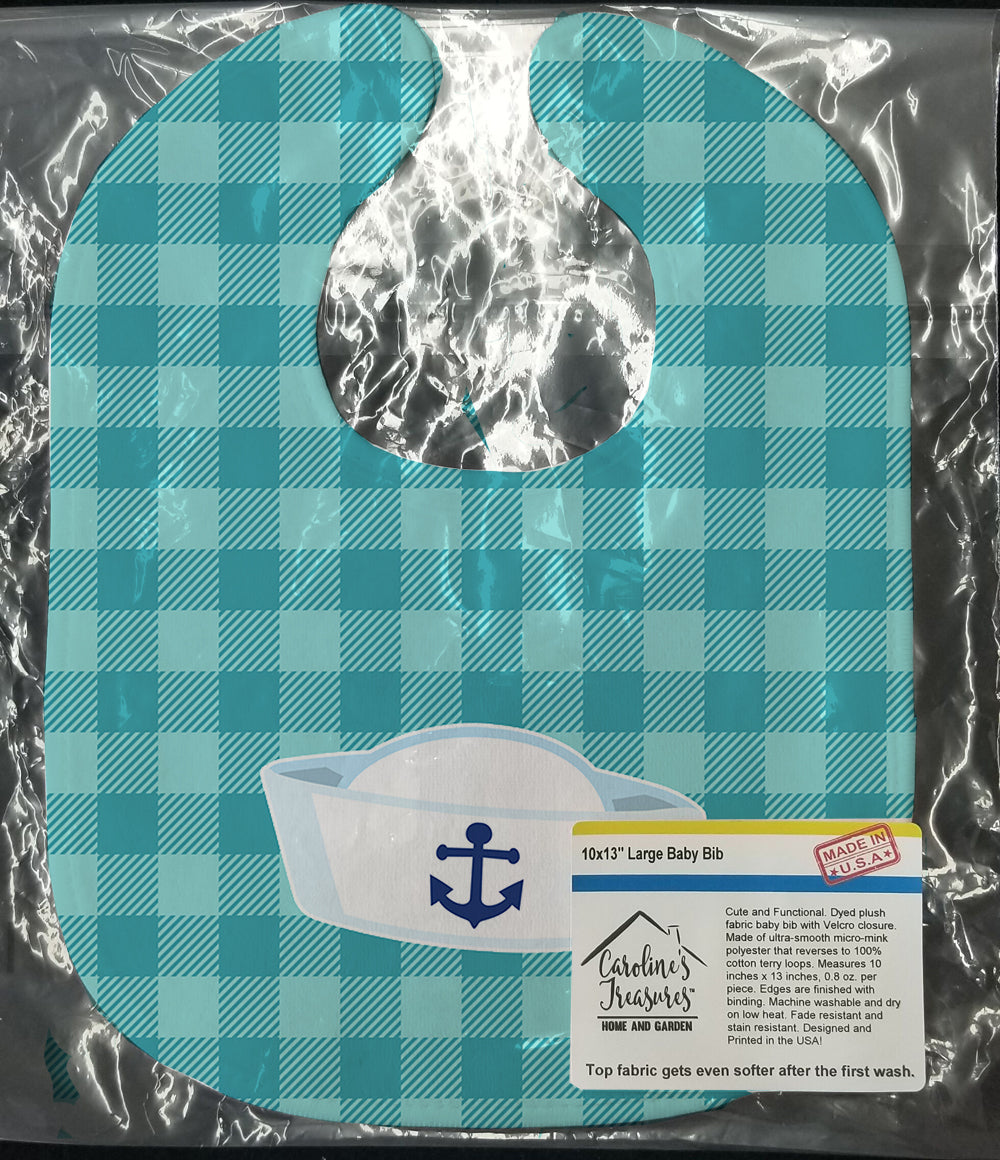 Nautical Navy Hat Baby Bib Easy-Clean Baby Bib Baby Feeding Accessory Baby Mealtime Essential, 10 x 13, Multicolor