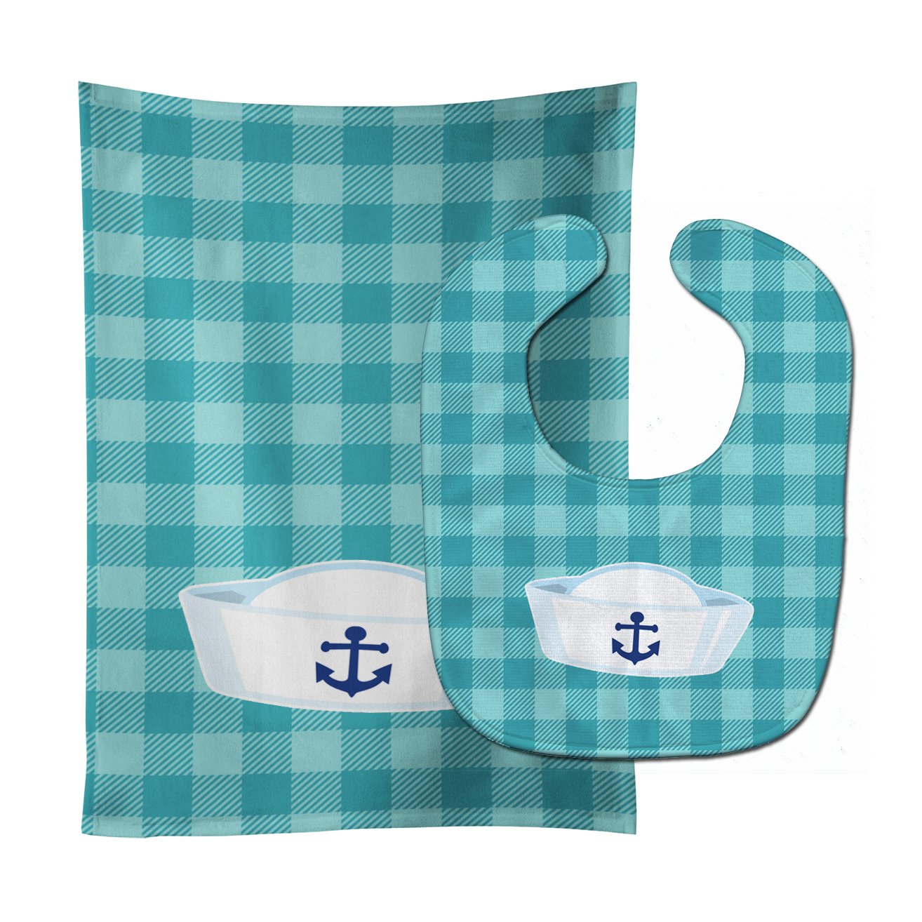 Nautical Navy Hat Baby Bib & Burp Cloth Easy-Clean Baby Bib Baby Feeding Accessory Baby Mealtime Essential