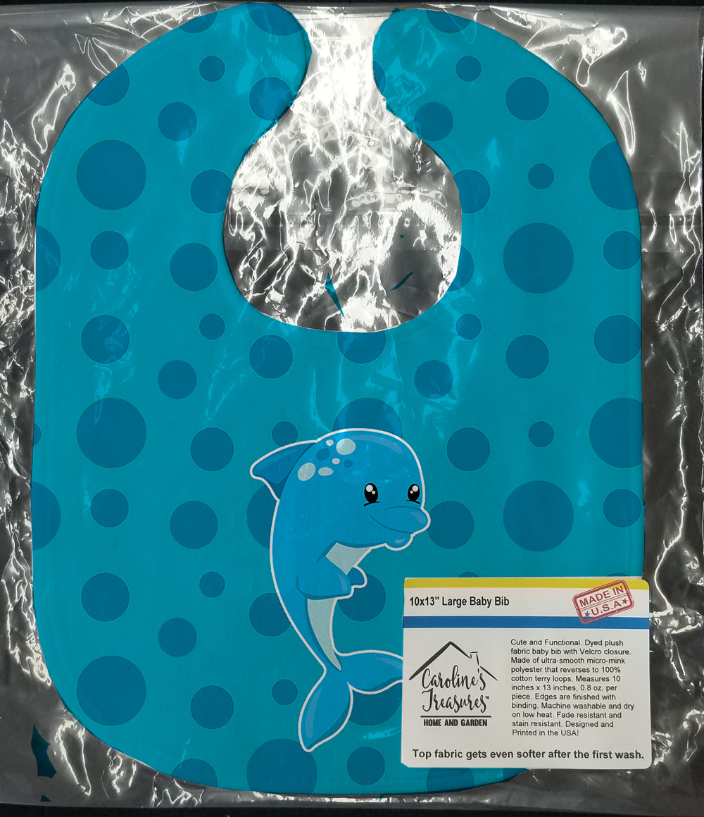 Nautical Dolphin Ceaser Baby Bib Easy-Clean Baby Bib Baby Feeding Accessory Baby Mealtime Essential, 10 x 13, Multicolor