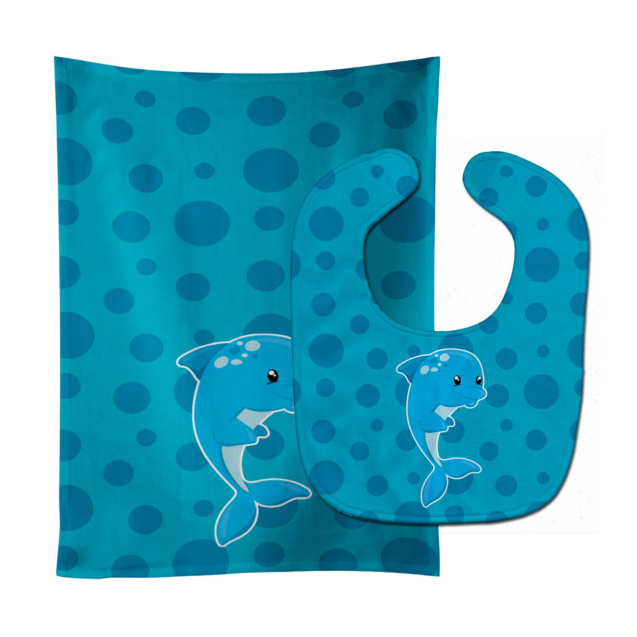 Nautical Dolphin Ceaser Baby Bib & Burp Cloth Easy-Clean Baby Bib Baby Feeding Accessory Baby Mealtime Essential