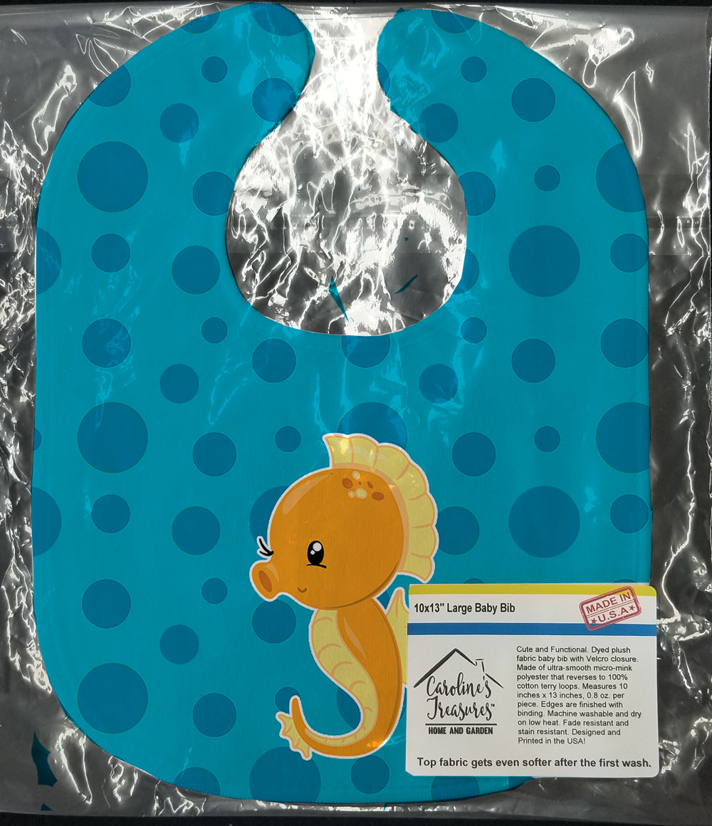 Nautical Seahorse Baby Bib Easy-Clean Baby Bib Baby Feeding Accessory Baby Mealtime Essential, 10 x 13, Multicolor