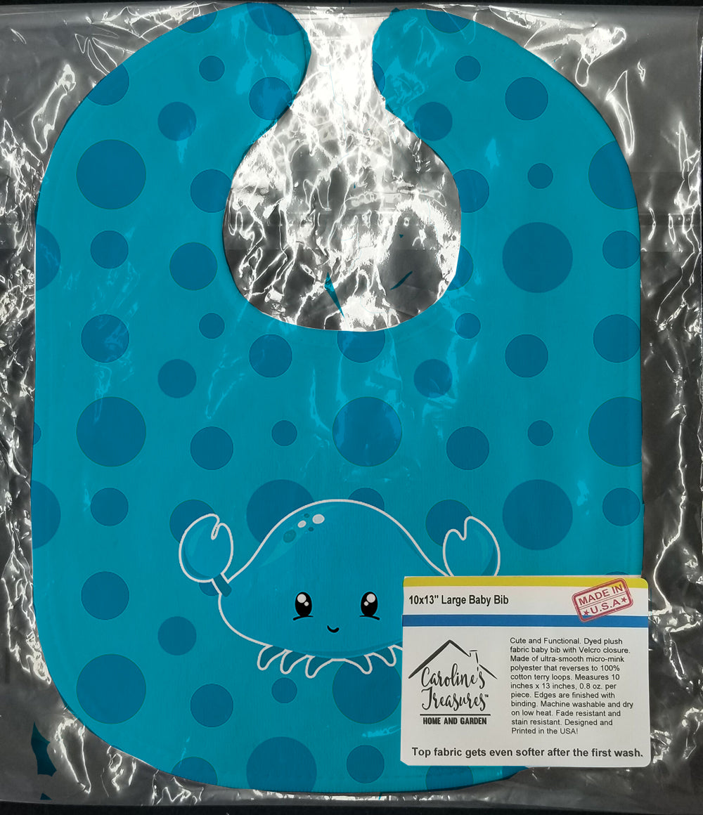 Nautical Crab Baby Bib Easy-Clean Baby Bib Baby Feeding Accessory Baby Mealtime Essential, 10 x 13, Multicolor