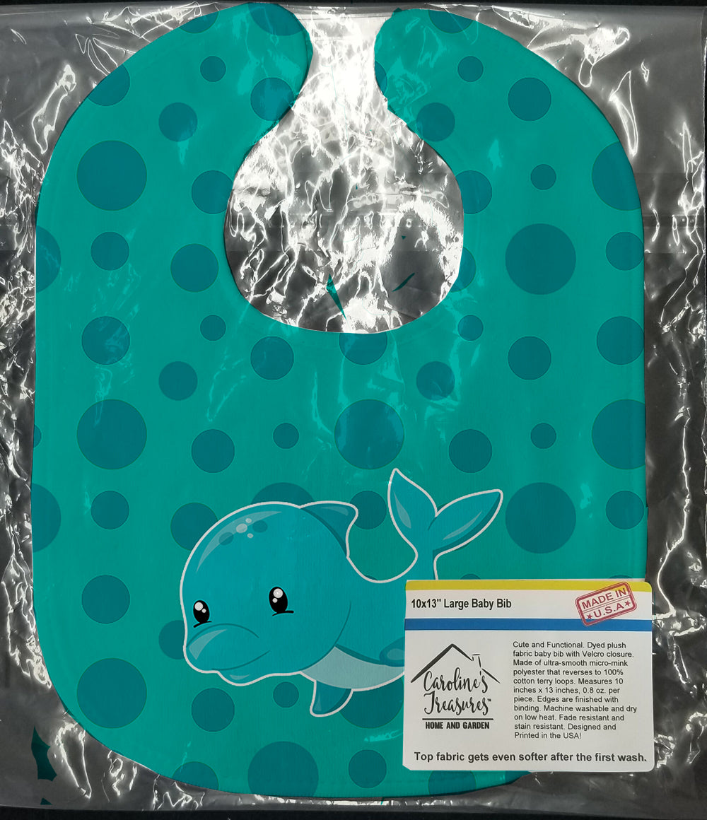 Nautical Dolphin Baby Bib Easy-Clean Baby Bib Baby Feeding Accessory Baby Mealtime Essential, 10 x 13, Multicolor