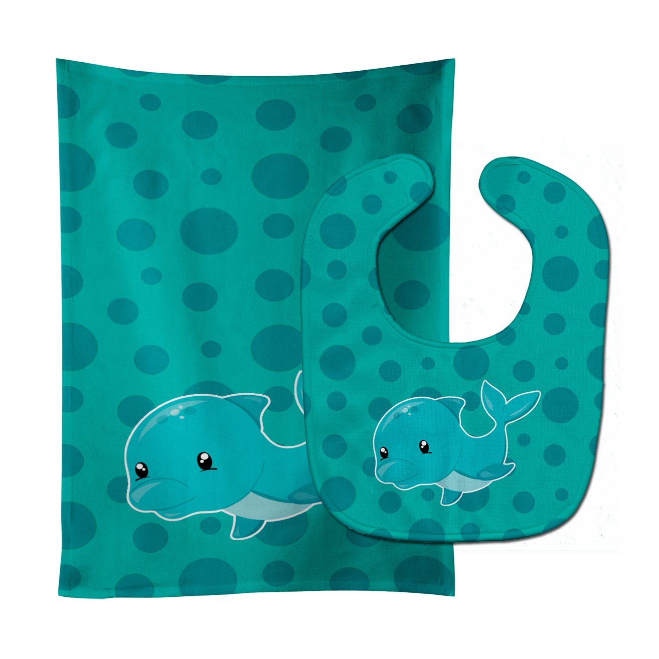 Nautical Dolphin Baby Bib & Burp Cloth Easy-Clean Baby Bib Baby Feeding Accessory Baby Mealtime Essential