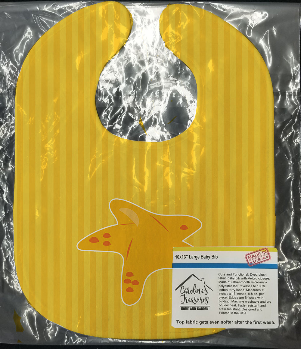 Nautical Starfish Baby Bib Easy-Clean Baby Bib Baby Feeding Accessory Baby Mealtime Essential, 10 x 13, Multicolor