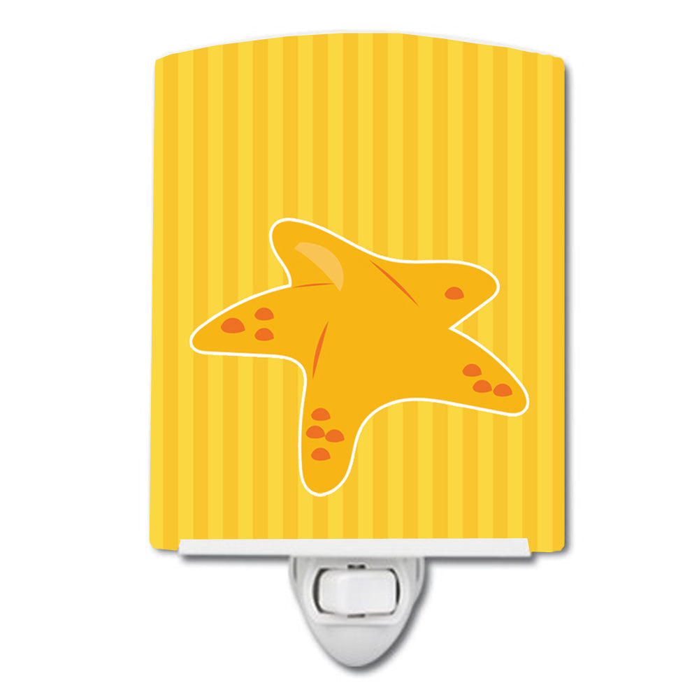 Nautical Starfish Ceramic Night Light Compact, UL-Certified, Ideal for Bedroom, Bathroom, Nursery, Hallway, Kitchen, 6x4x3, Multicolor