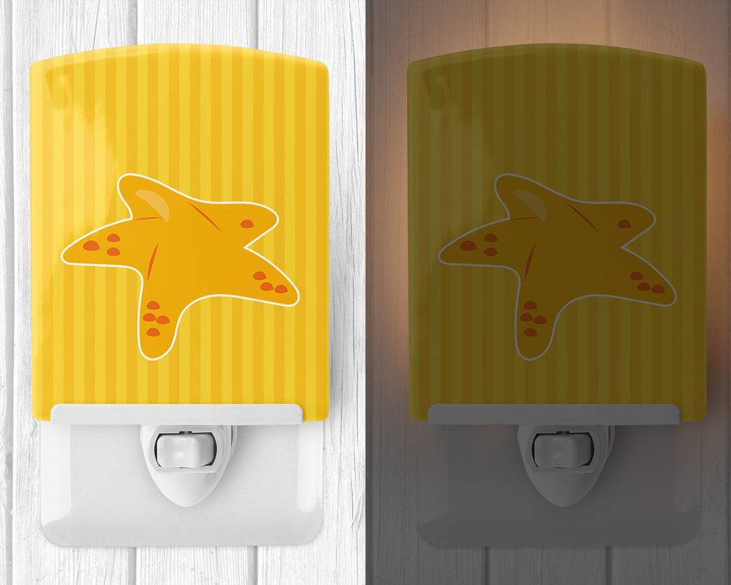 Nautical Starfish Ceramic Night Light Compact, UL-Certified, Ideal for Bedroom, Bathroom, Nursery, Hallway, Kitchen, 6x4x3, Multicolor