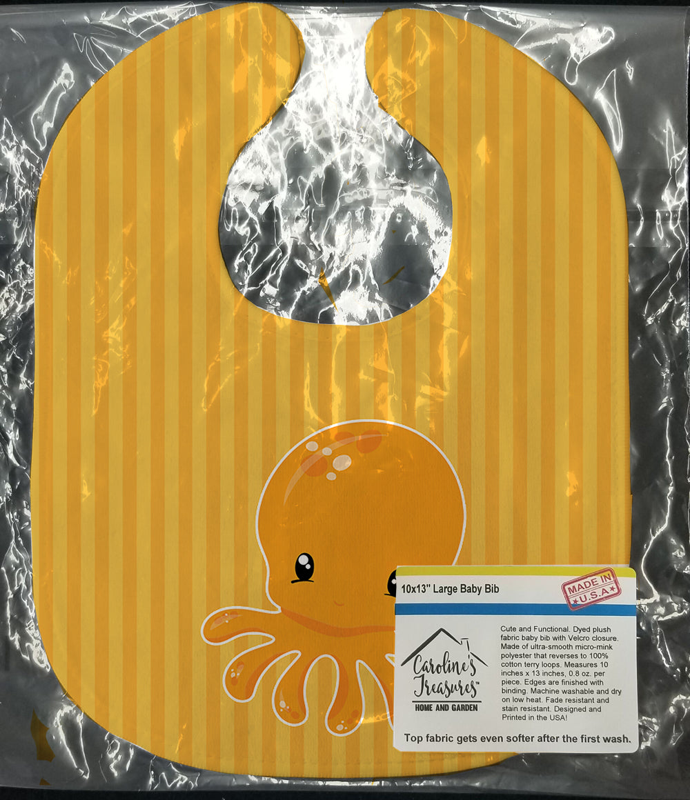 Nautical Octopus Baby Bib Easy-Clean Baby Bib Baby Feeding Accessory Baby Mealtime Essential, 10 x 13, Multicolor