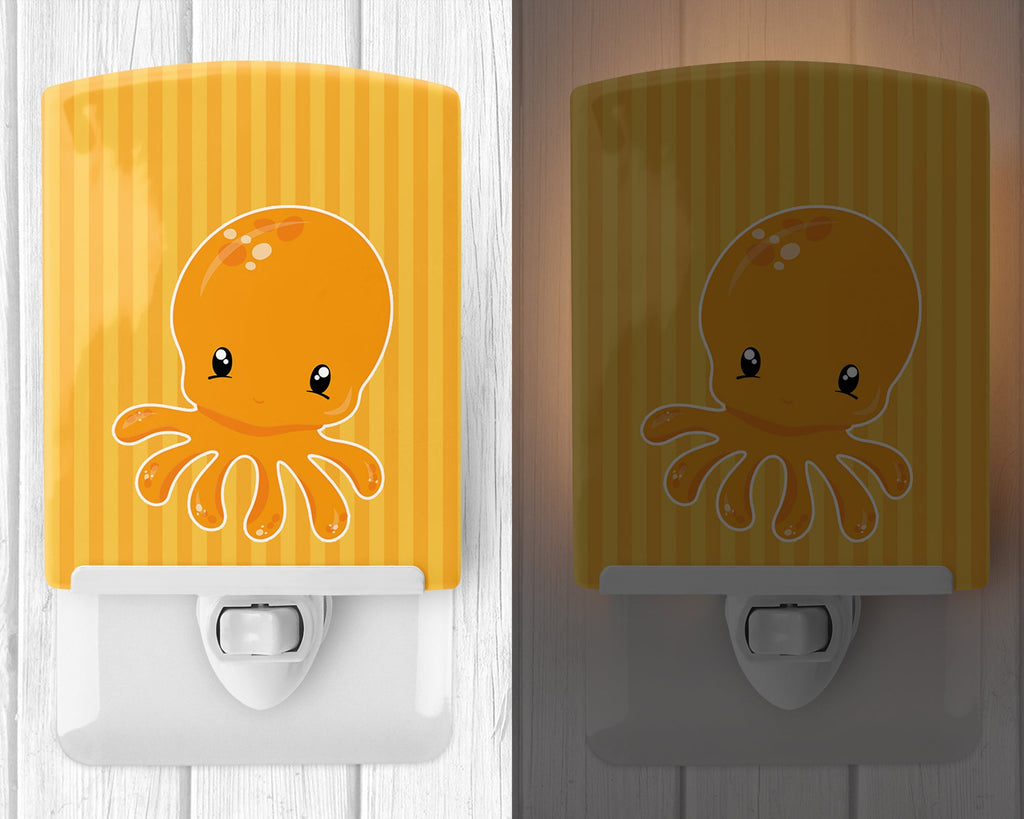 Nautical Octopus Ceramic Night Light Compact, UL-Certified, Ideal for Bedroom, Bathroom, Nursery, Hallway, Kitchen, 6x4x3, Multicolor