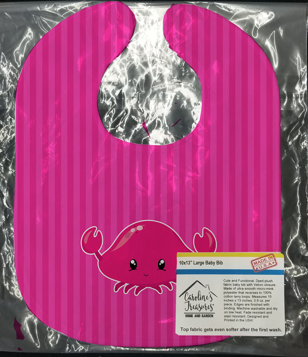 Nautical Pink Crab Baby Bib Easy-Clean Baby Bib Baby Feeding Accessory Baby Mealtime Essential, 10 x 13, Multicolor