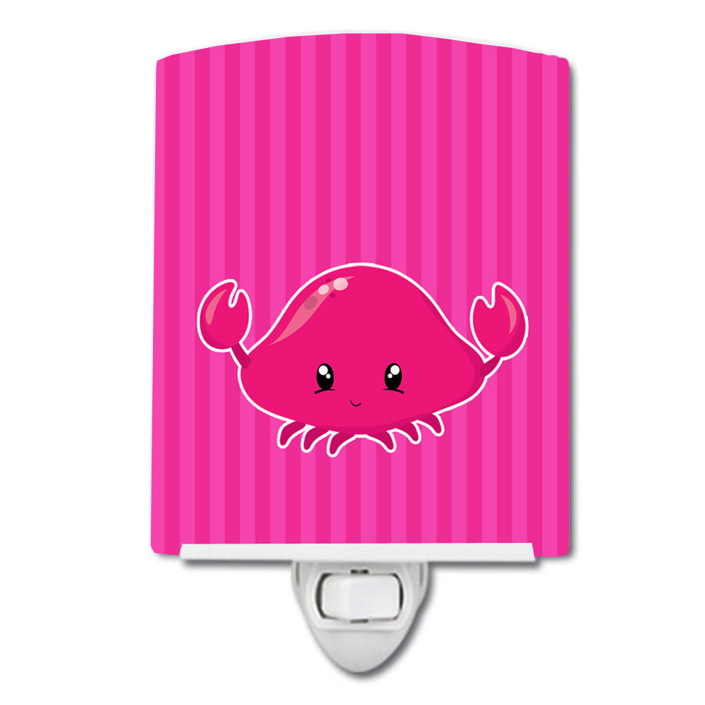 Nautical Pink Crab Ceramic Night Light Compact, UL-Certified, Ideal for Bedroom, Bathroom, Nursery, Hallway, Kitchen, 6x4x3, Multicolor