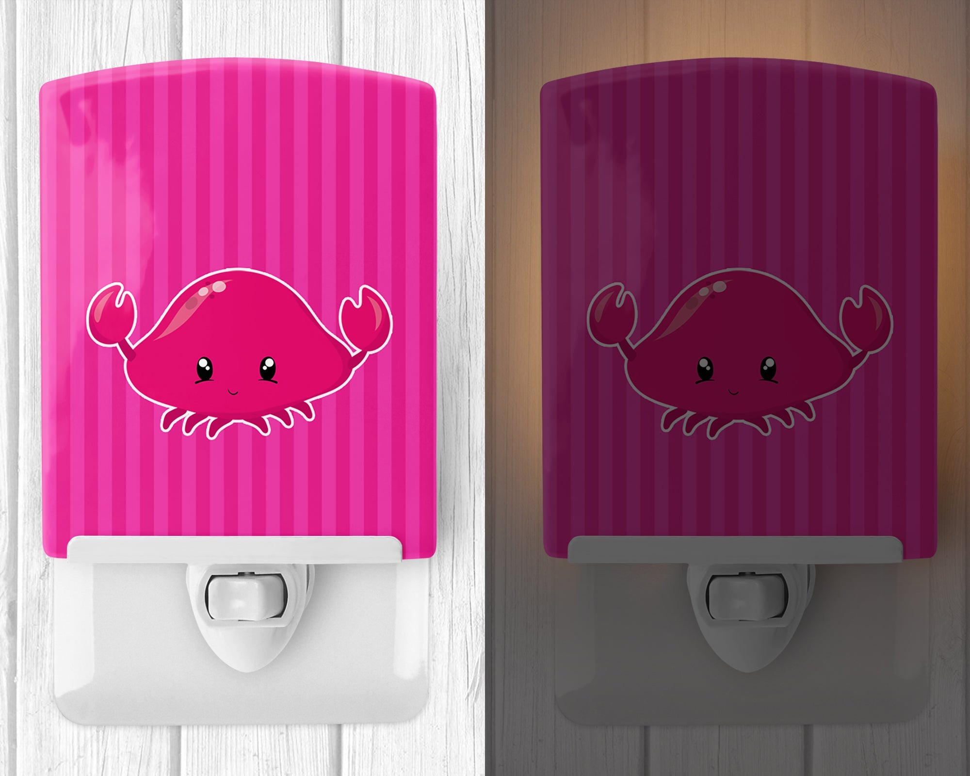 Nautical Pink Crab Ceramic Night Light Compact, UL-Certified, Ideal for Bedroom, Bathroom, Nursery, Hallway, Kitchen, 6x4x3, Multicolor