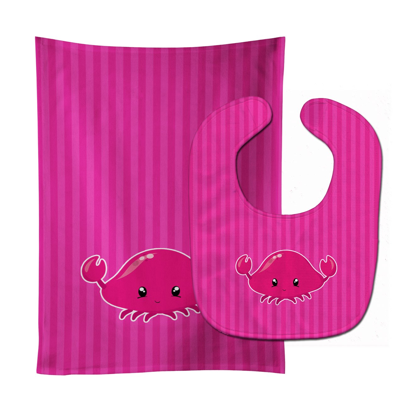 Nautical Pink Crab Baby Bib & Burp Cloth Easy-Clean Baby Bib Baby Feeding Accessory Baby Mealtime Essential