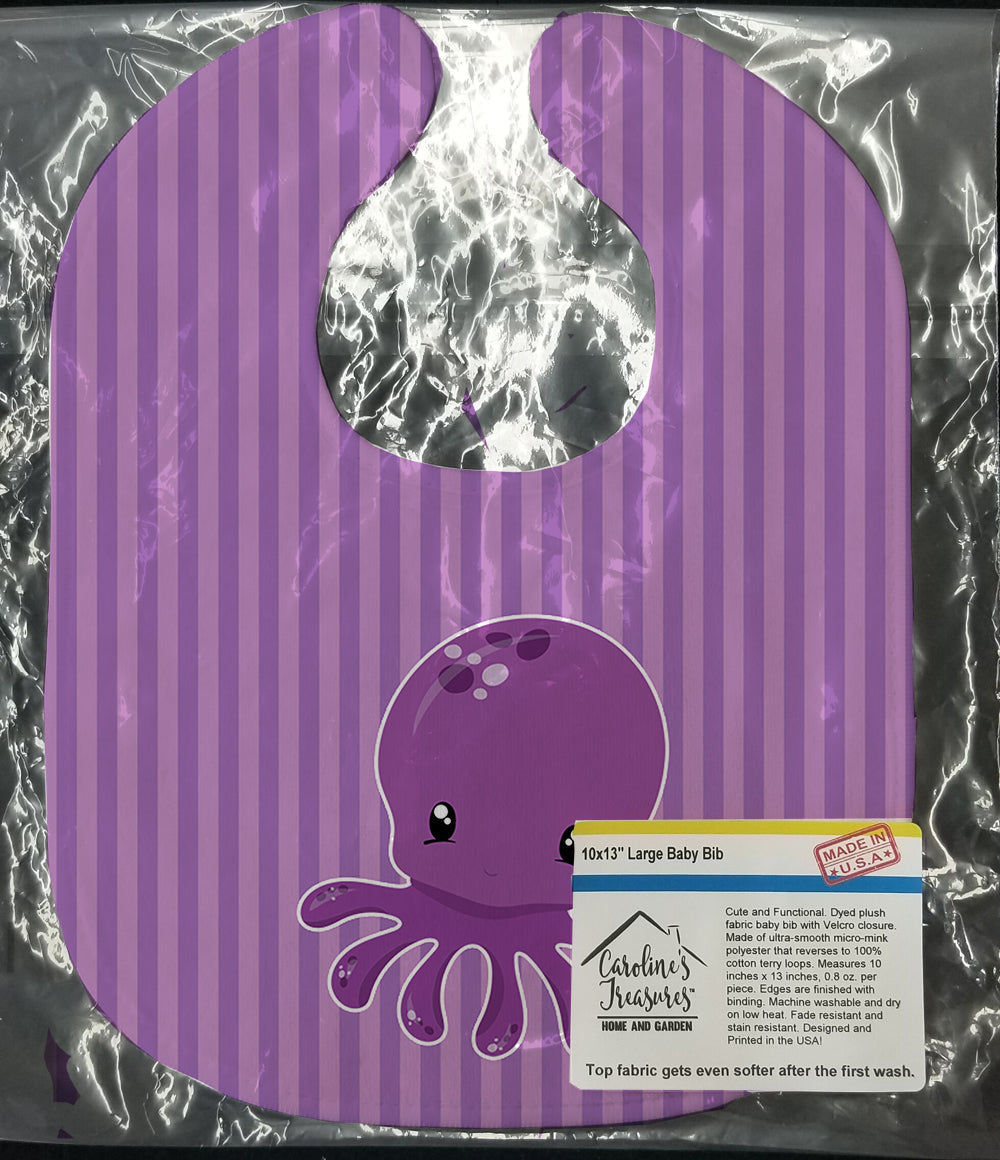 Nautical Purple Octopus Baby Bib Easy-Clean Baby Bib Baby Feeding Accessory Baby Mealtime Essential, 10 x 13, Multicolor