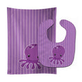 Nautical Purple Octopus Baby Bib & Burp Cloth Easy-Clean Baby Bib Baby Feeding Accessory Baby Mealtime Essential