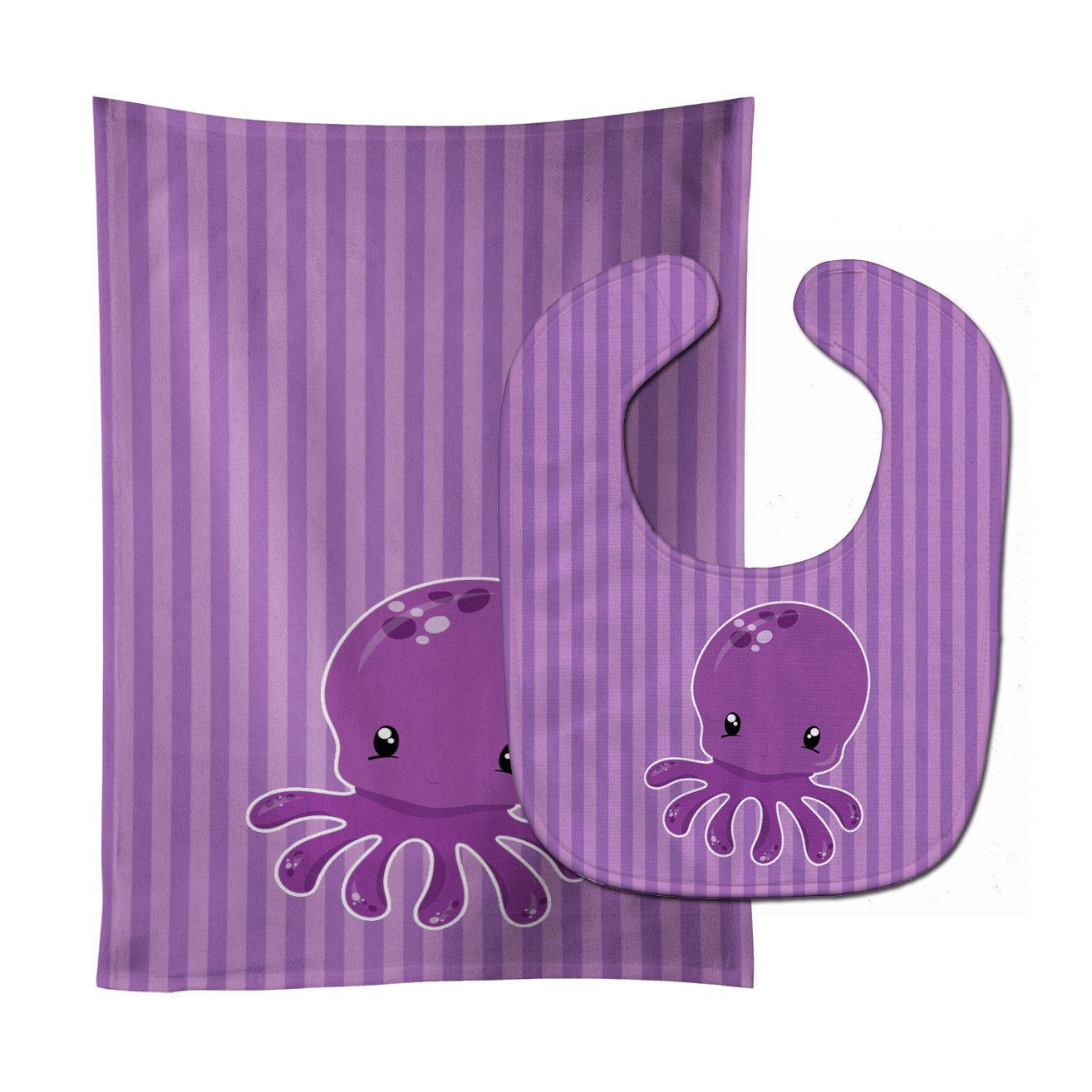 Nautical Purple Octopus Baby Bib & Burp Cloth Easy-Clean Baby Bib Baby Feeding Accessory Baby Mealtime Essential