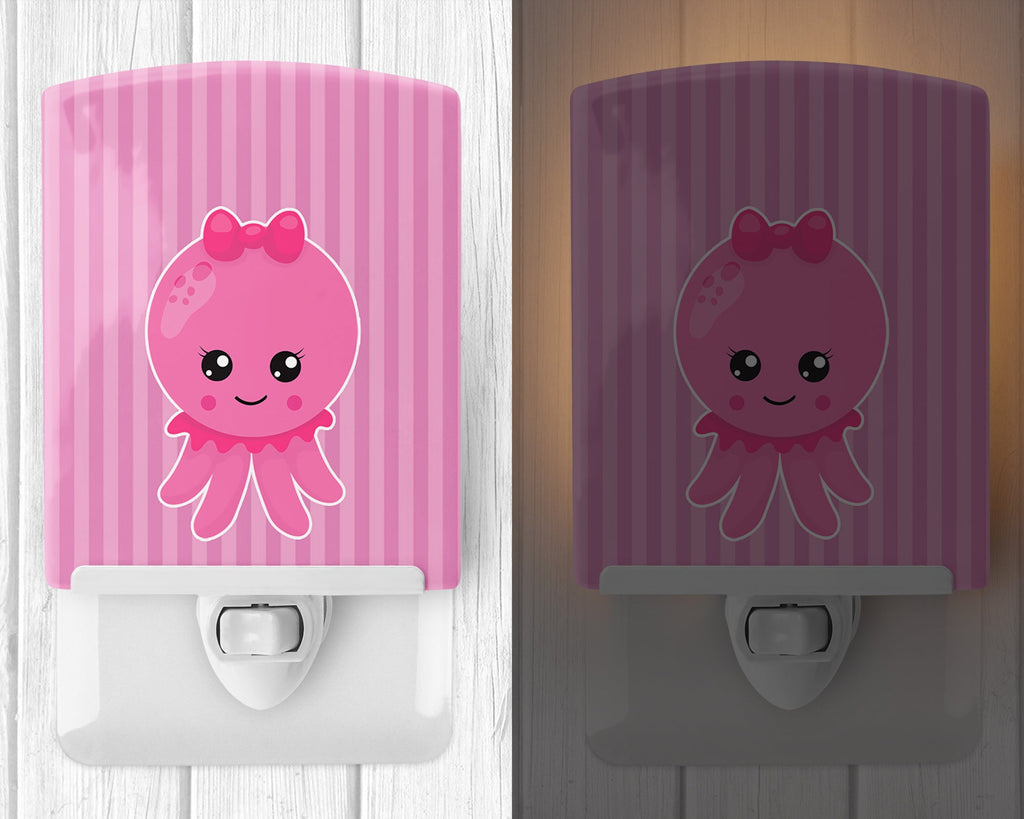 Nautical Pink Octopus #1 Ceramic Night Light Compact, UL-Certified, Ideal for Bedroom, Bathroom, Nursery, Hallway, Kitchen, 6x4x3, Multicolor