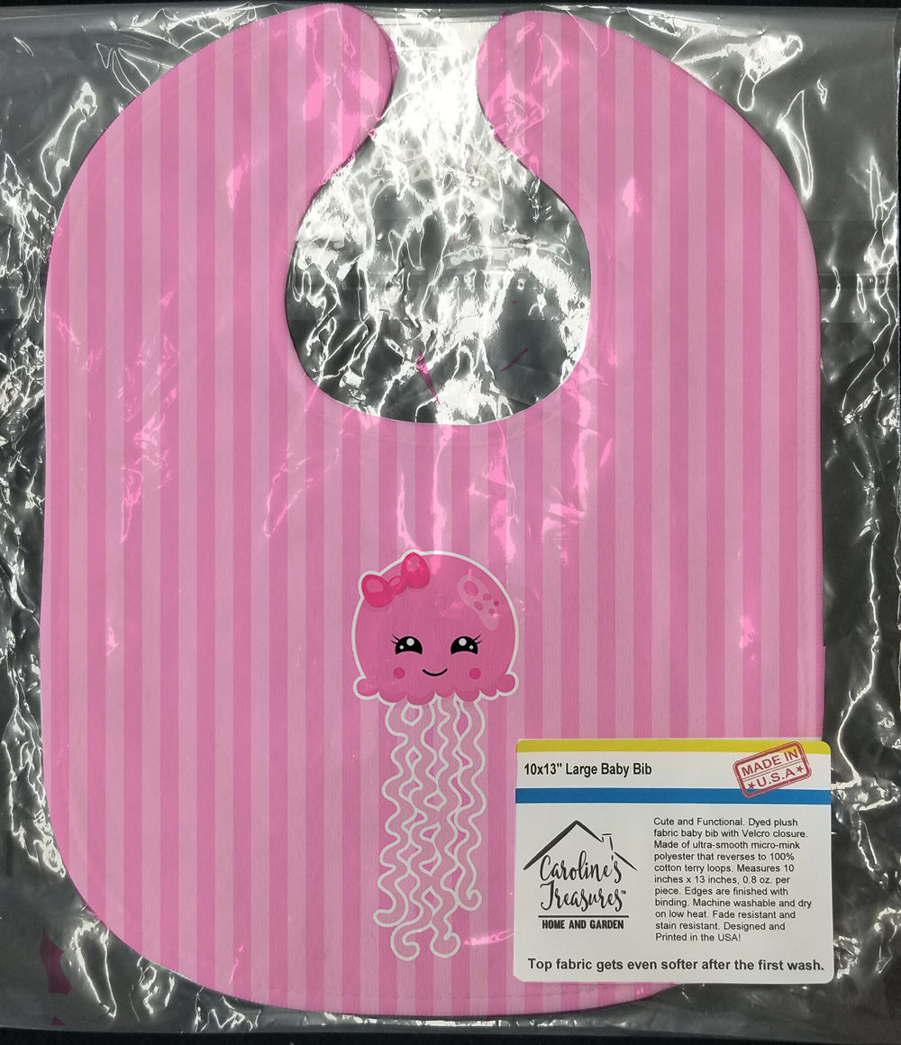 Nautical Pink Jellyfish Baby Bib Easy-Clean Baby Bib Baby Feeding Accessory Baby Mealtime Essential, 10 x 13, Multicolor