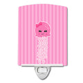 Nautical Pink Jellyfish Ceramic Night Light Compact, UL-Certified, Ideal for Bedroom, Bathroom, Nursery, Hallway, Kitchen, 6x4x3, Multicolor