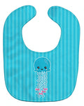 Nautical Blue Jellyfish Baby Bib Easy-Clean Baby Bib Baby Feeding Accessory Baby Mealtime Essential, 10 x 13, Multicolor
