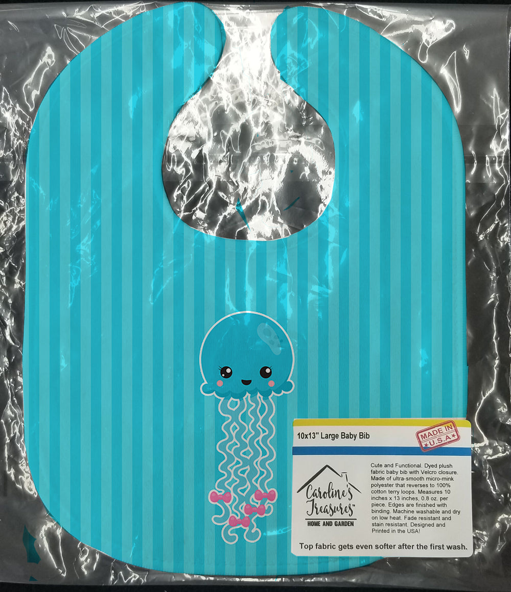 Nautical Blue Jellyfish Baby Bib Easy-Clean Baby Bib Baby Feeding Accessory Baby Mealtime Essential, 10 x 13, Multicolor