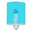 Nautical Blue Jellyfish Ceramic Night Light Compact, UL-Certified, Ideal for Bedroom, Bathroom, Nursery, Hallway, Kitchen, 6x4x3, Multicolor