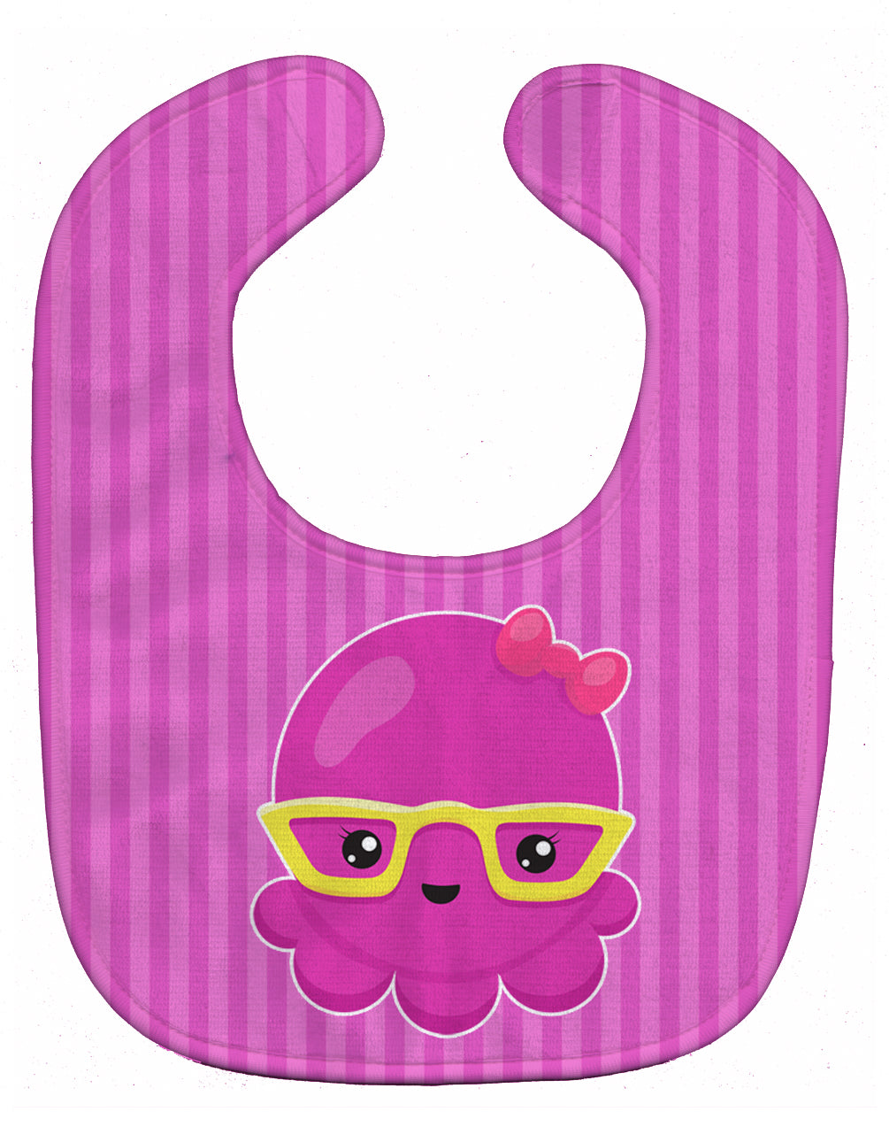 Nautical Pink Octopus with Glasses Baby Bib Easy-Clean Baby Bib Baby Feeding Accessory Baby Mealtime Essential, 10 x 13, Multicolor