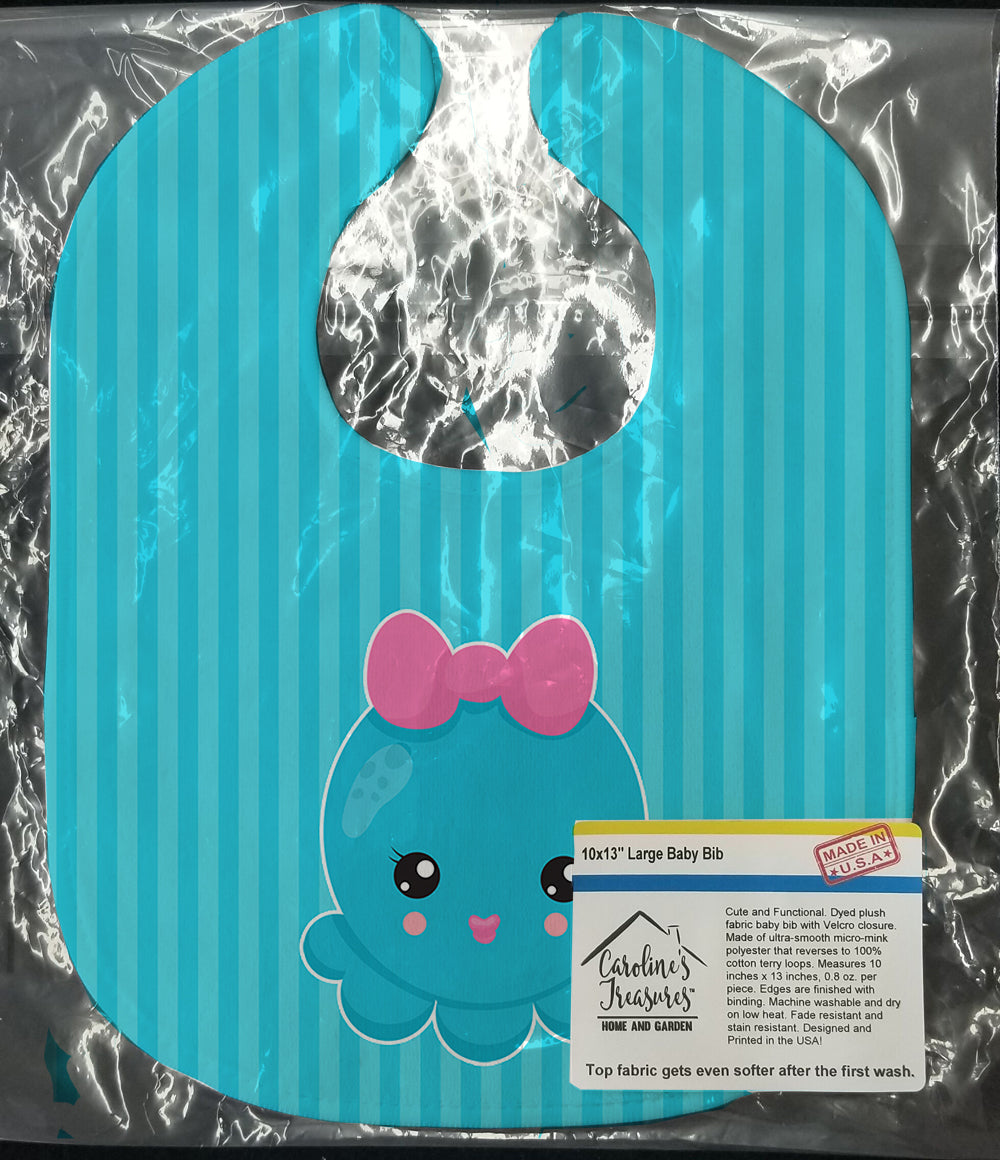 Nautical Blue Octopus Baby Bib Easy-Clean Baby Bib Baby Feeding Accessory Baby Mealtime Essential, 10 x 13, Multicolor