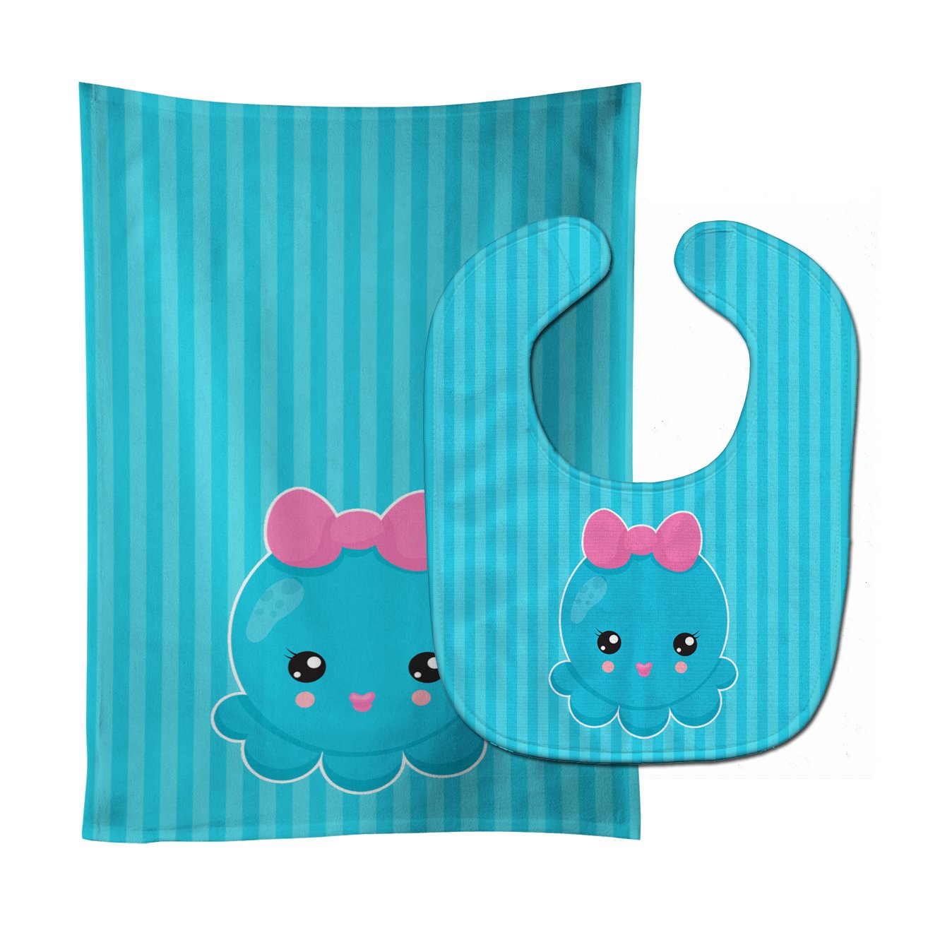 Nautical Blue Octopus Baby Bib & Burp Cloth Easy-Clean Baby Bib Baby Feeding Accessory Baby Mealtime Essential