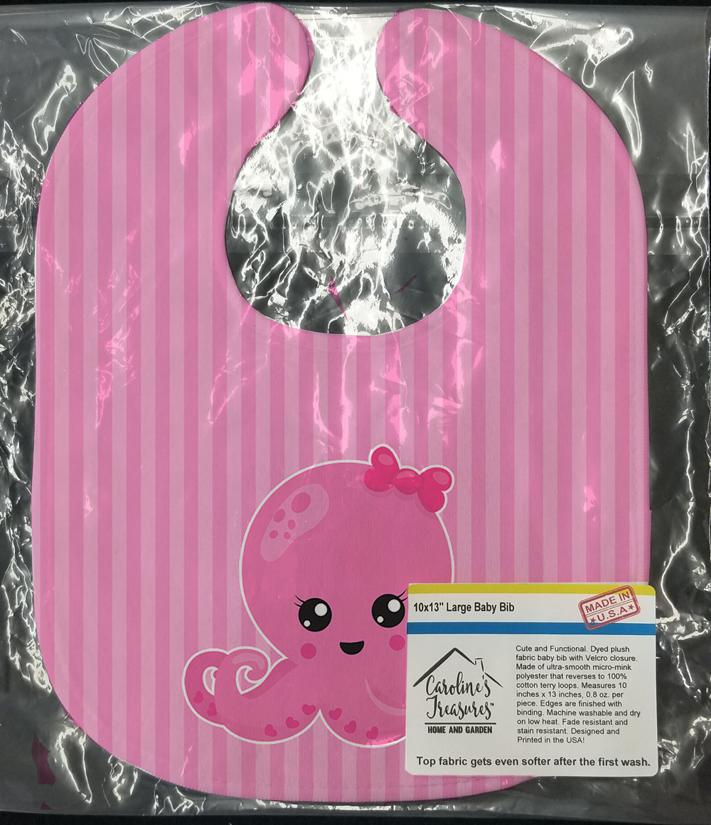 Nautical Pink Octopus Baby Bib Easy-Clean Baby Bib Baby Feeding Accessory Baby Mealtime Essential, 10 x 13, Multicolor