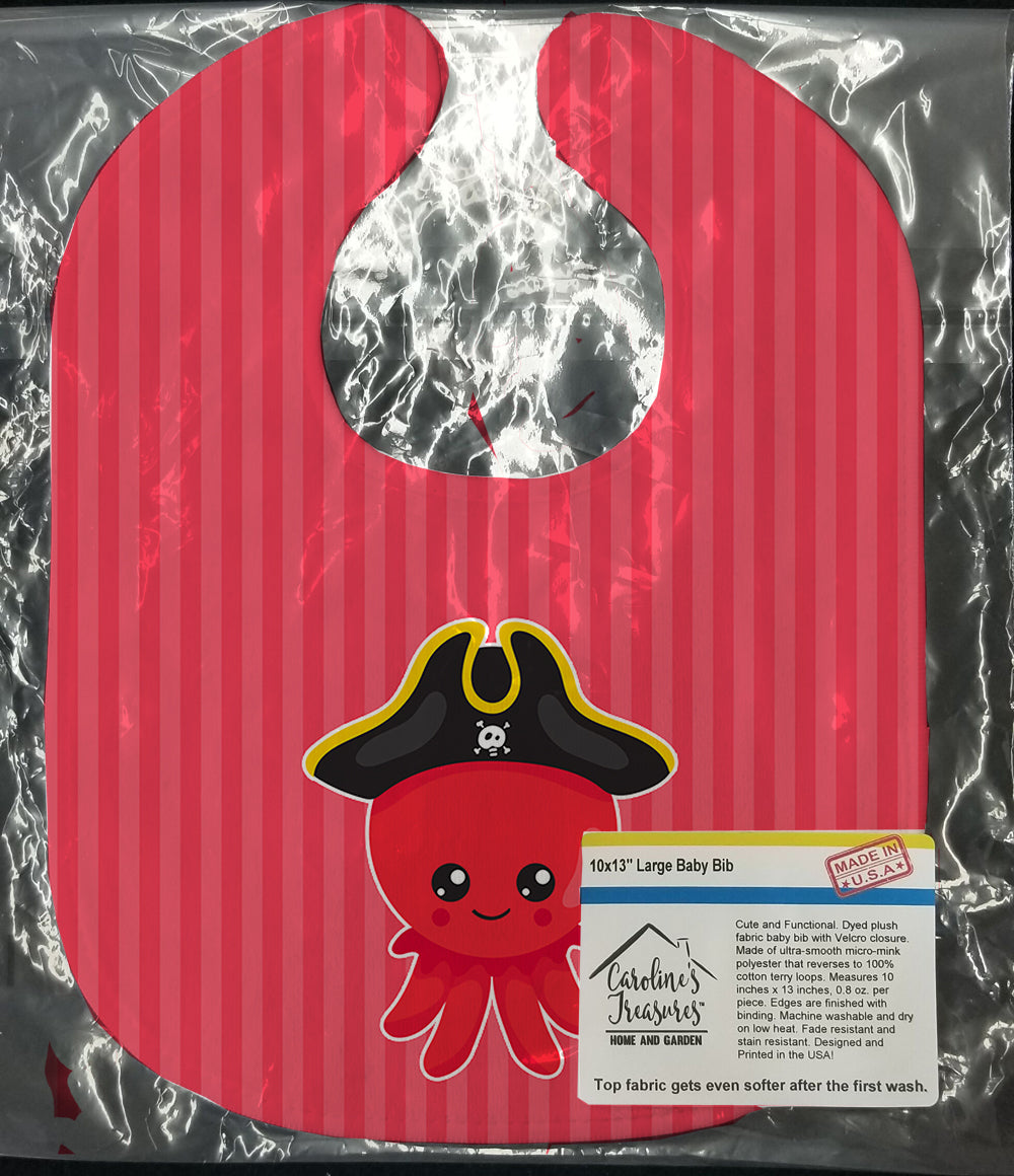 Nautical Pirate Octopus Baby Bib Easy-Clean Baby Bib Baby Feeding Accessory Baby Mealtime Essential, 10 x 13, Multicolor