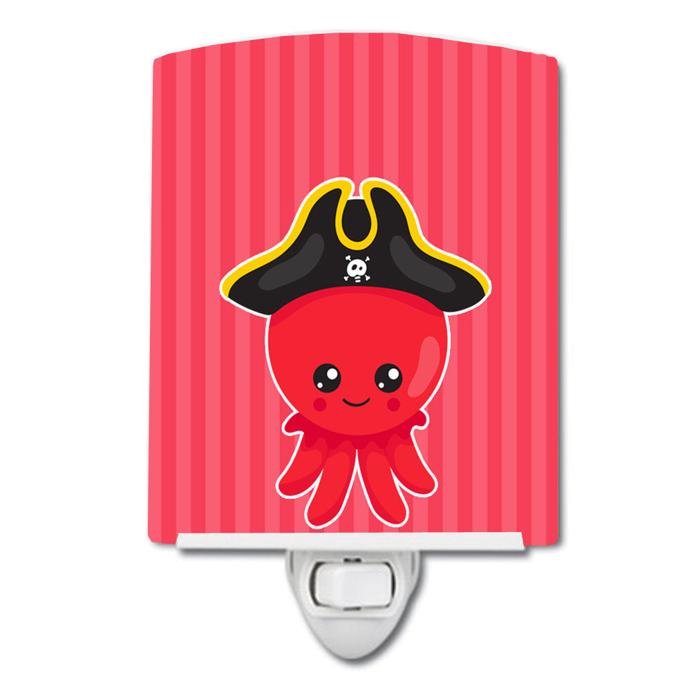 Nautical Pirate Octopus Ceramic Night Light Compact, UL-Certified, Ideal for Bedroom, Bathroom, Nursery, Hallway, Kitchen, 6x4x3, Multicolor
