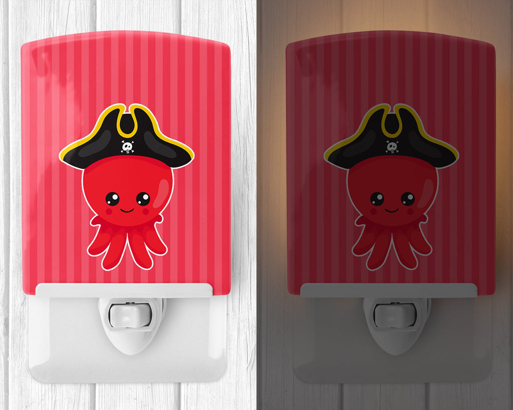 Nautical Pirate Octopus Ceramic Night Light Compact, UL-Certified, Ideal for Bedroom, Bathroom, Nursery, Hallway, Kitchen, 6x4x3, Multicolor